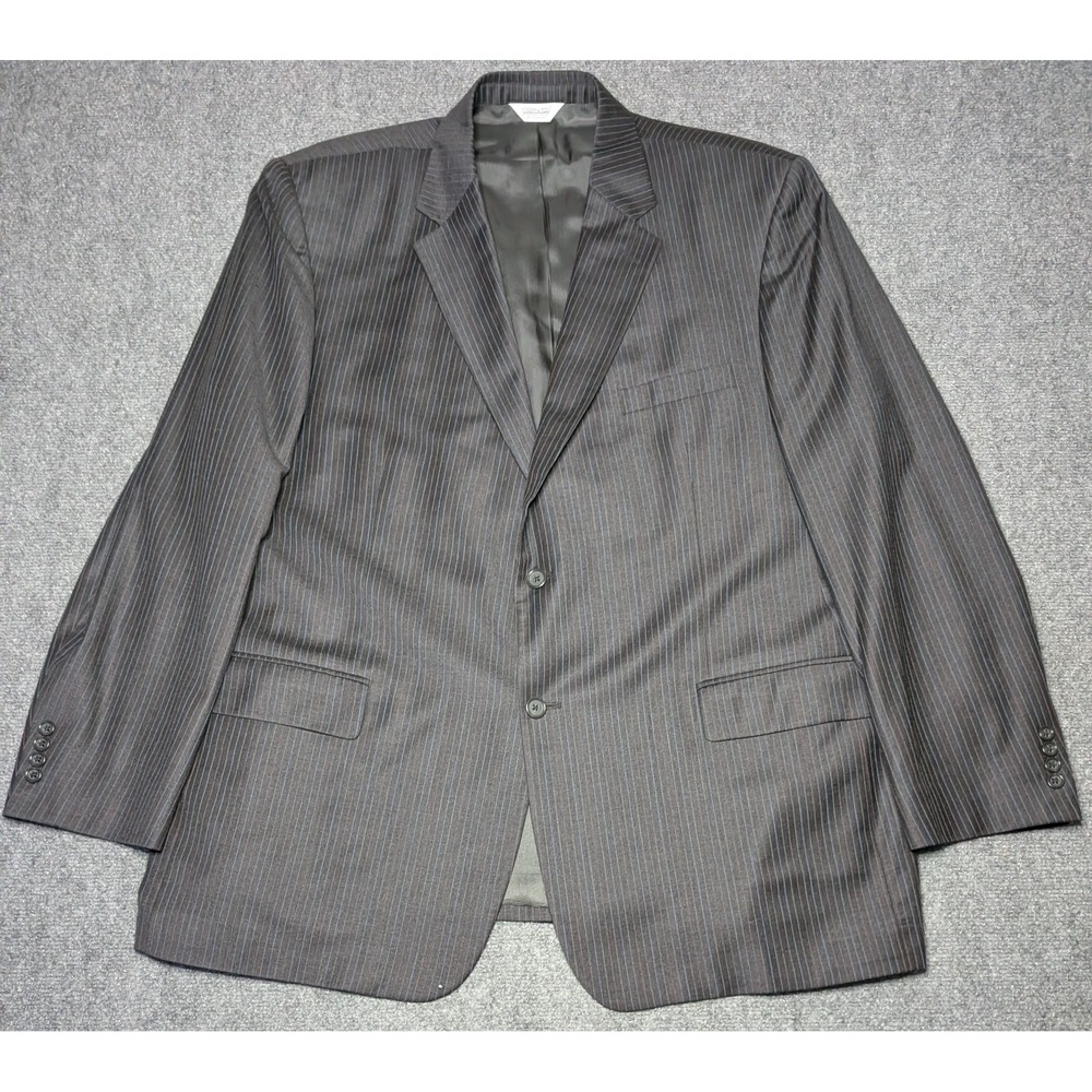 Joseph & Feiss International Mens Size 50 Long Blazer Gray Stripe‎ 2 Button